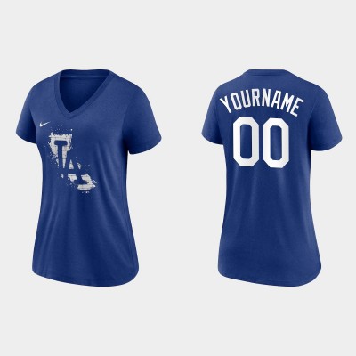 Los Angeles Dodgers Custom Women's 2021 City Connect TriBlend Royal TShirt